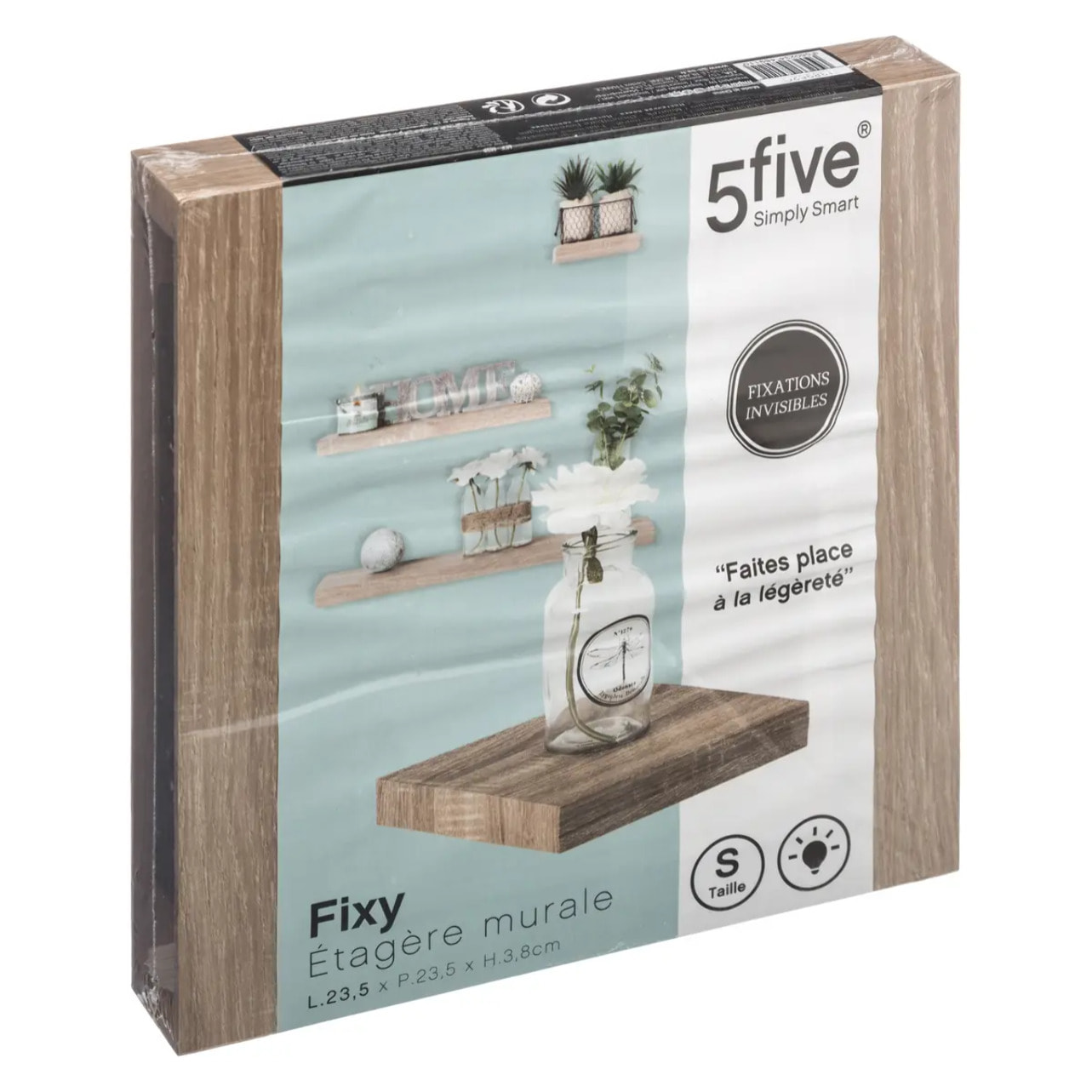 Étagère murale "Fixy" 23,5cm effet bois naturel
