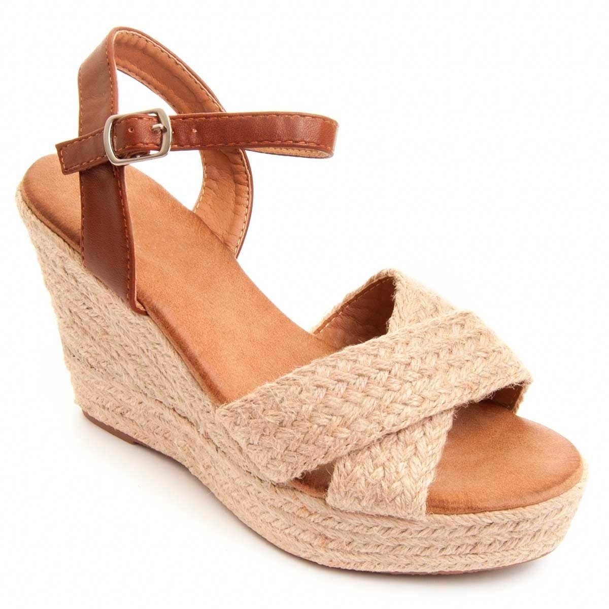 Sandalias de Cuña - Beige - Altura: 9 cm