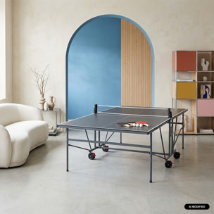 Table de ping pong intérieure pliante avec 4 raquettes et 6 balles TABLE DE PING PONG INTÉRIEURE PLIANTE + RAQUETTES