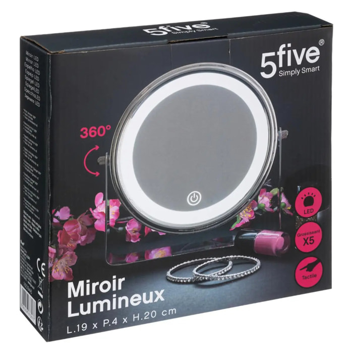 Miroir rond et rotatif à led 19cm