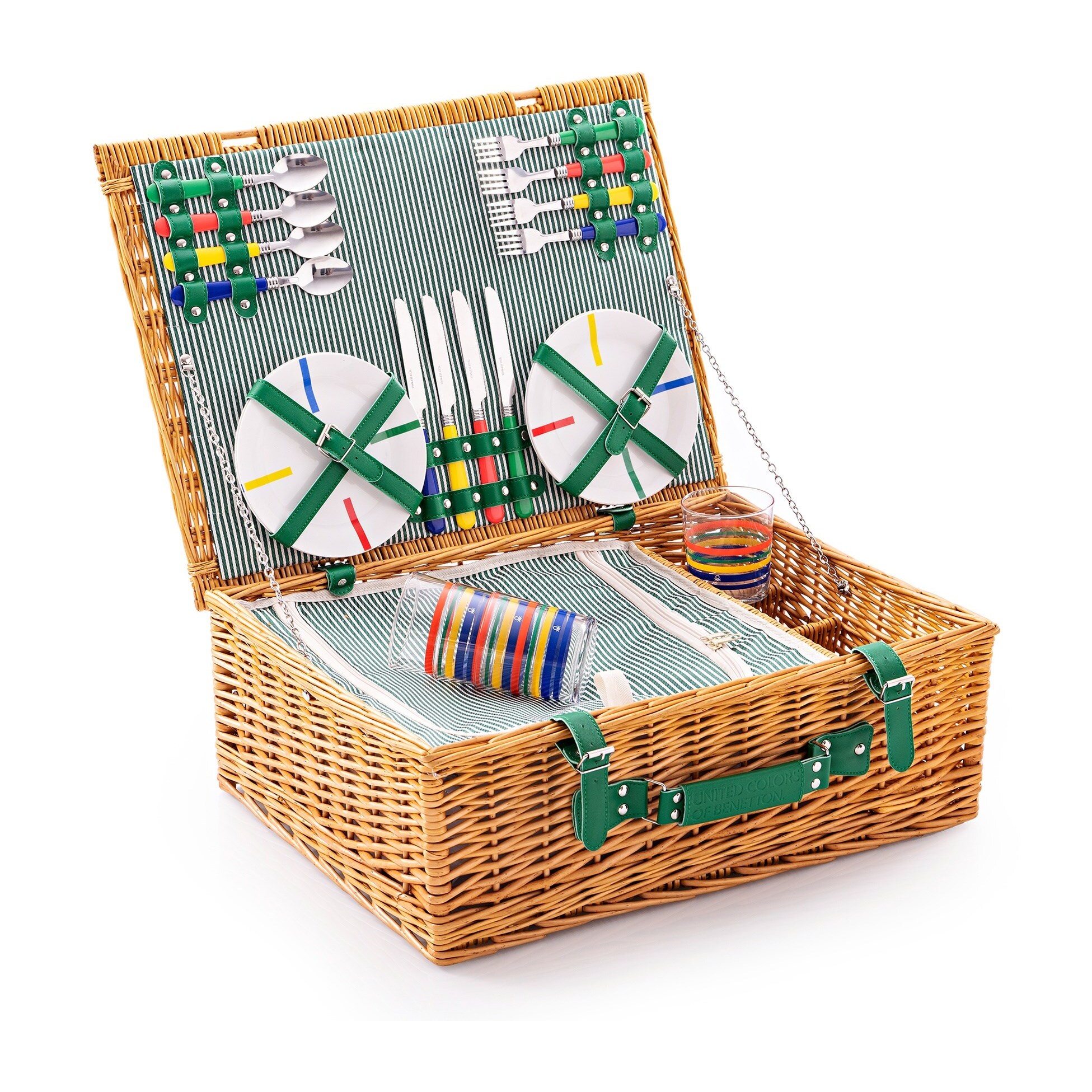 Set 21pc cesta de picnic con juego para 4 personas Benetton