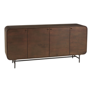 ALIX - Buffet design bois foncé et métal noir 4 portes ALIX