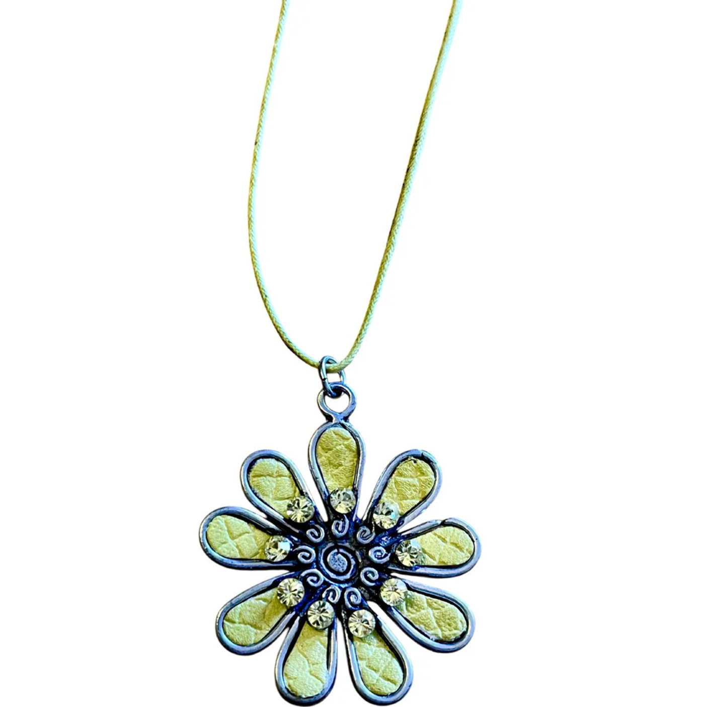 Collar largo margarita color con cristal de Sw Amarillo