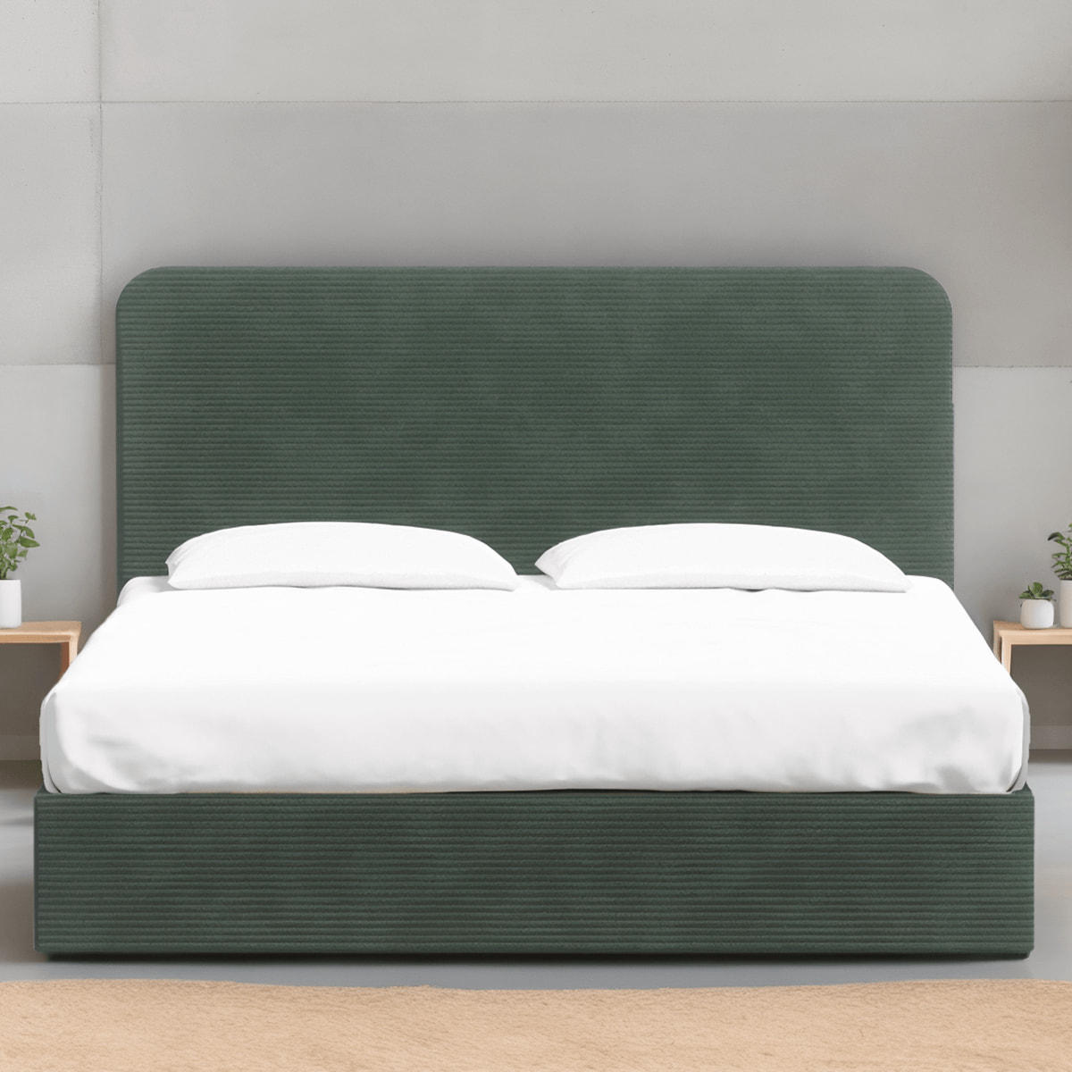 Lit adulte en velours côtelé avec tête de lit - ENZO