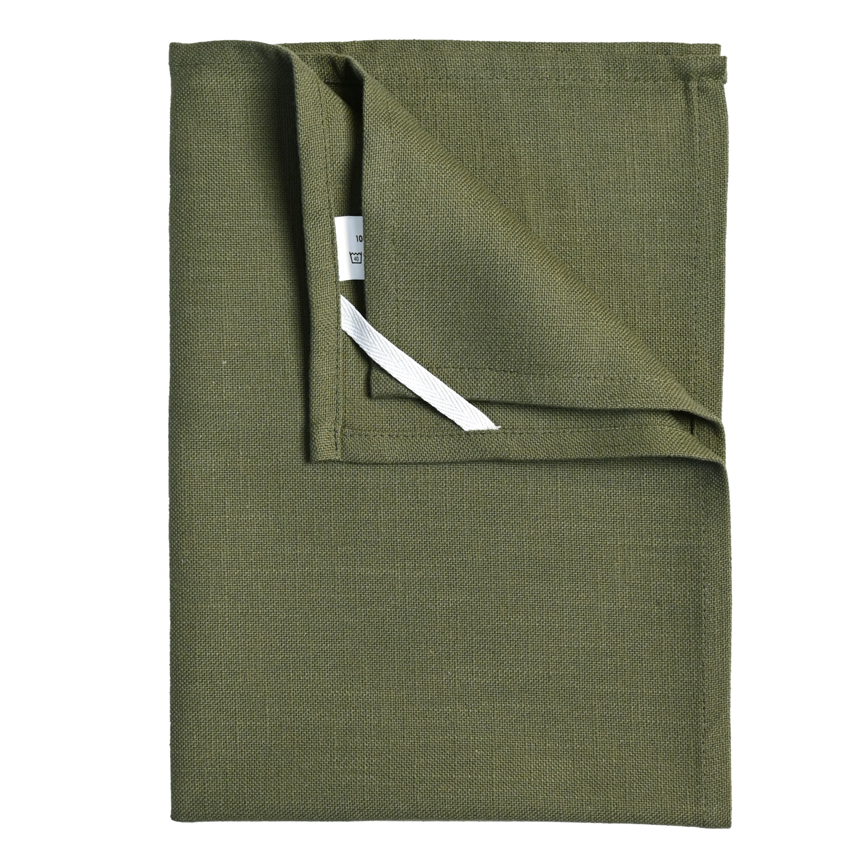 Torchon de cuisine en coton uni aspect tissé - Kaki