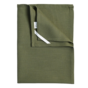 Torchon de cuisine en coton uni aspect tissé - Kaki