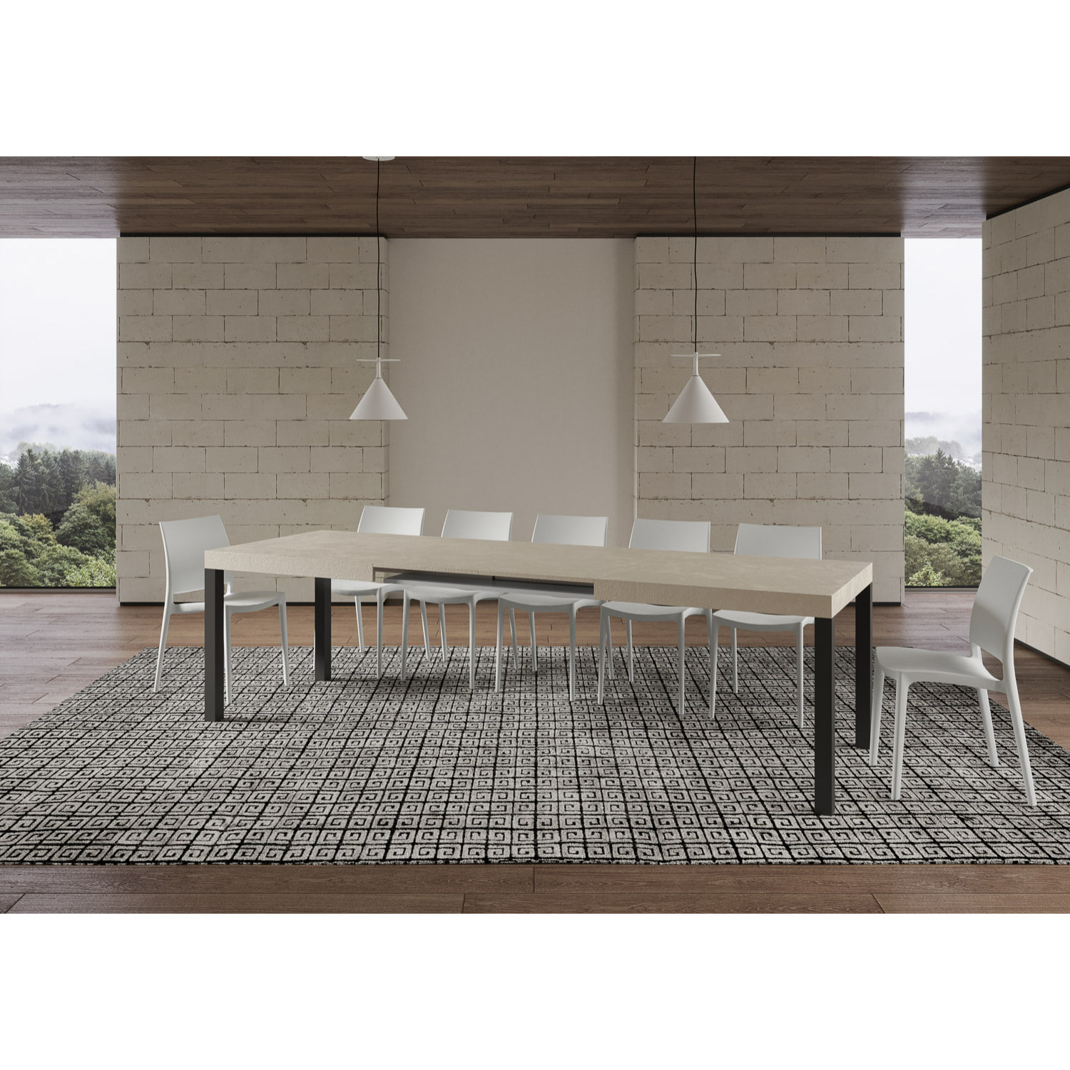 Table extensible 90x180/440 cm Everyday cachemire pieds anthracite