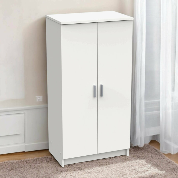 Armadio multiuso 2 ante Abram, Mobile multifunzionale, Mobiletto scarpiera, Guardaroba porta scarpe, 55x35 h108 cm, Bianco opaco