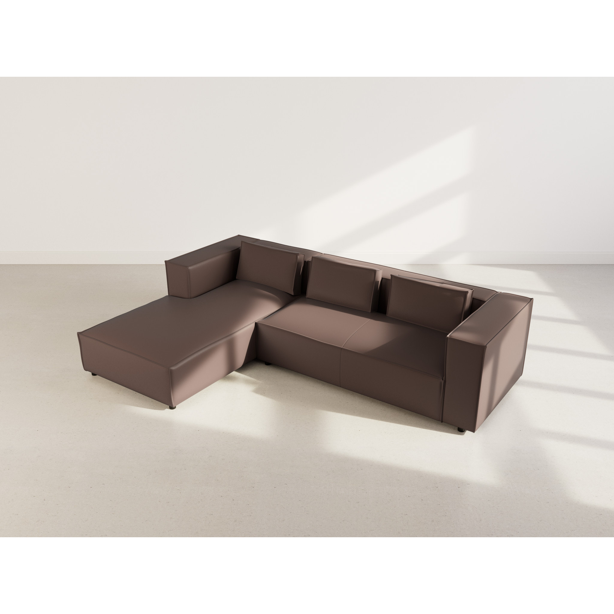 Stella - canapé d'angle gauche 4 places en simili - Marron