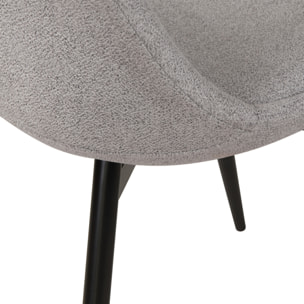 Lot de 2 chaises en tissu gris clair chiné et pieds en métal - Filipi