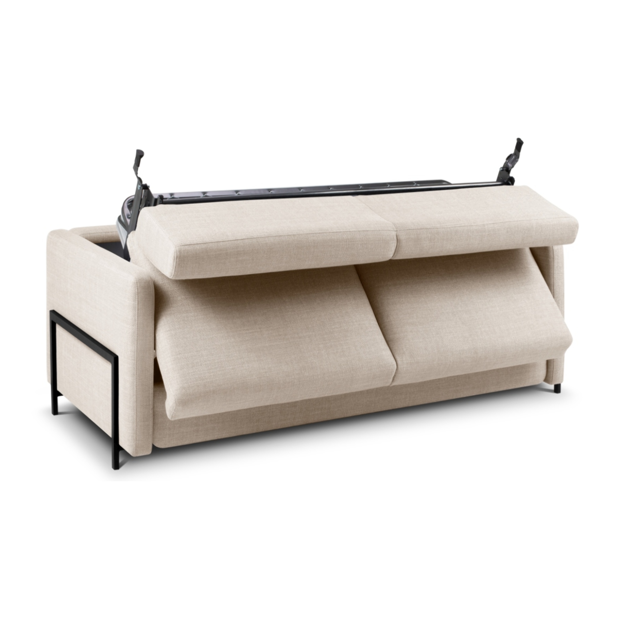 Canapé convertible "Yanis" 2 places en tissu structurel beige