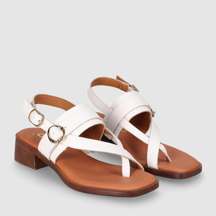 Sandalias de Serraje - Blanco - Tacón: 4 cm