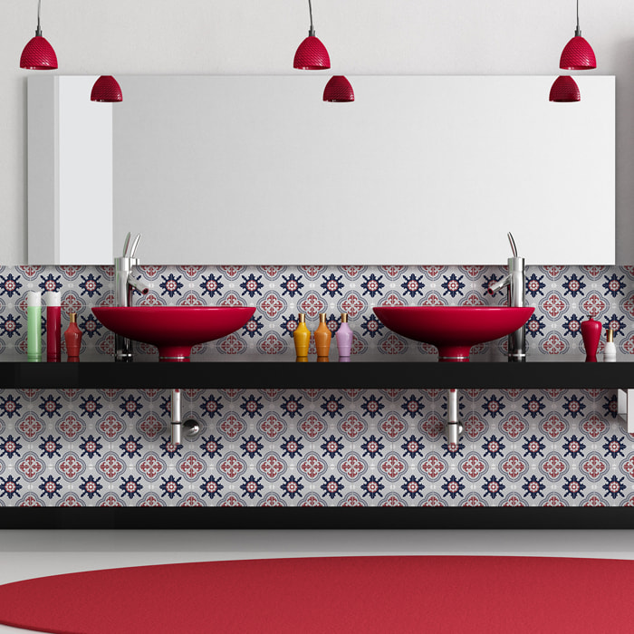 Stickers muraux - Sticker Mural Carrelage adhésif Cuisine Salle de Bain - 30 STICKERS CARRELAGES AZULEJOS LAURINA