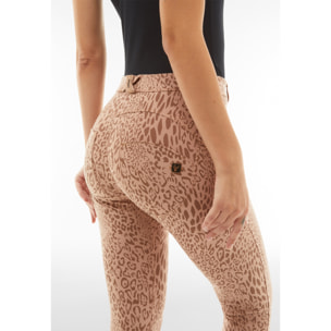 Pantaloni WR.UP® vita alta in cotone stampato animalier