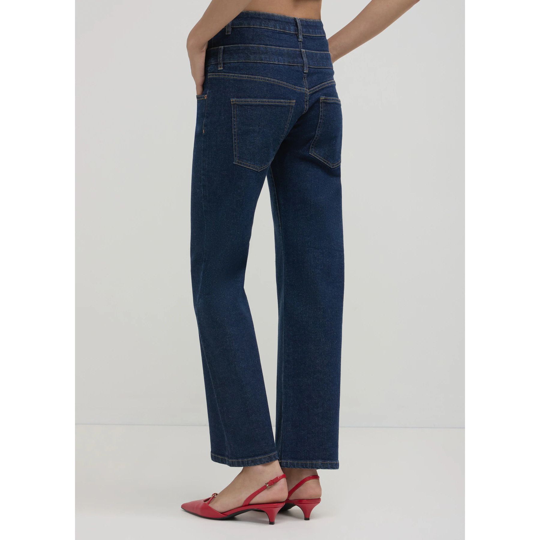 Jeans wide leg fascia doppia