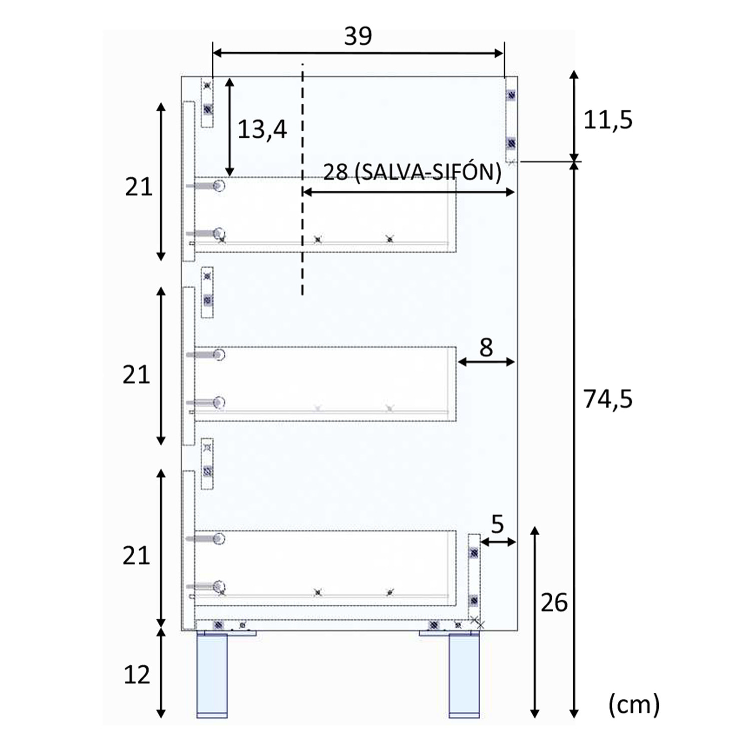 Mueble baño devin 3c 100cm color alaska con espejo, sin lavabo