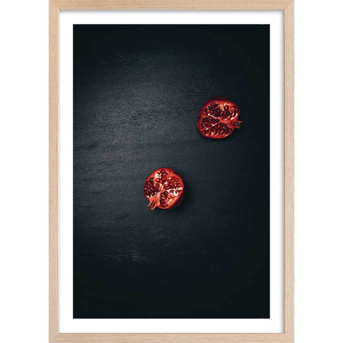 Affiche collection grenade coupée Affiche + cadre en bois - Chêne