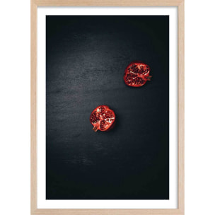 Affiche collection grenade coupée Affiche + cadre en bois - Chêne