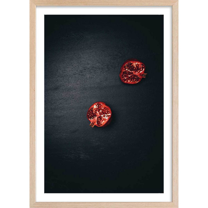 Affiche collection grenade coupée Affiche + cadre en bois - Chêne