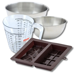 Set pâtisserie avec double moule à chocolat de Dubaï, 2 bols à mixer, verre mesureur et spatule Zenker