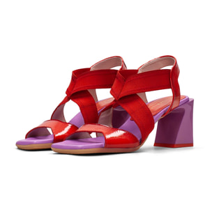 Sandalia Tacon Mallorca Violet rojo 6,5 cm