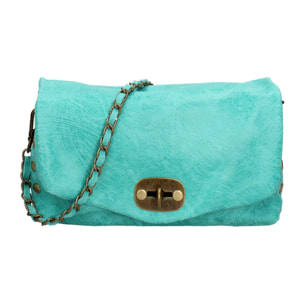 Borsa a tracolla da donna Made in Italy - Modello Floralia Lux - Pelle scamosciata - 25.0 x 15.0 x 11.0 cm