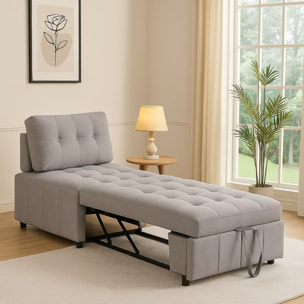 Poltrona letto singolo in tessuto grigio chiaro - Orleans