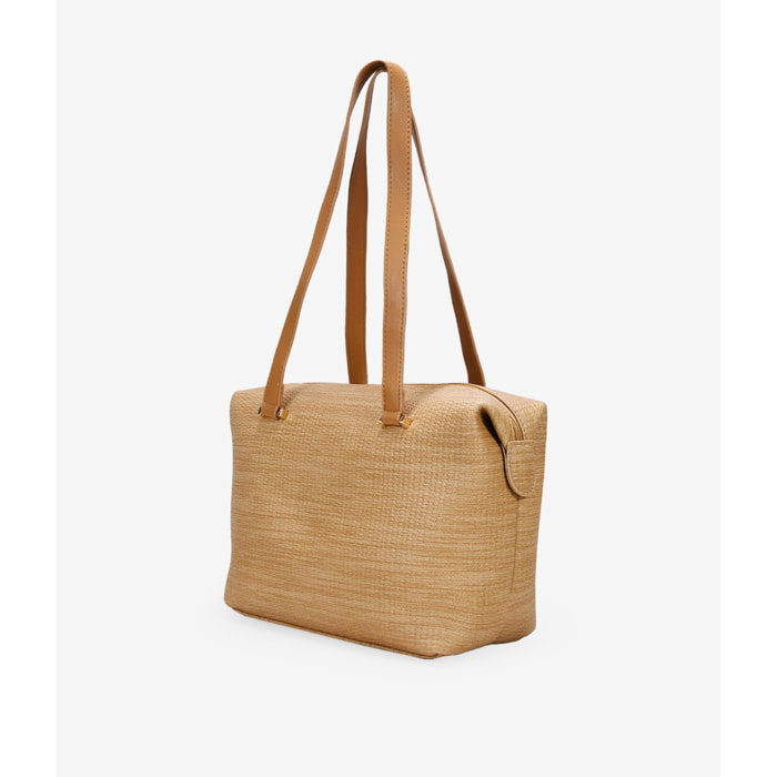 Bolso shopper tostado con cremallera
