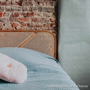 Pack lit en bois et cannage + Matelas mémoire de forme - LEONIE & MEMO HR