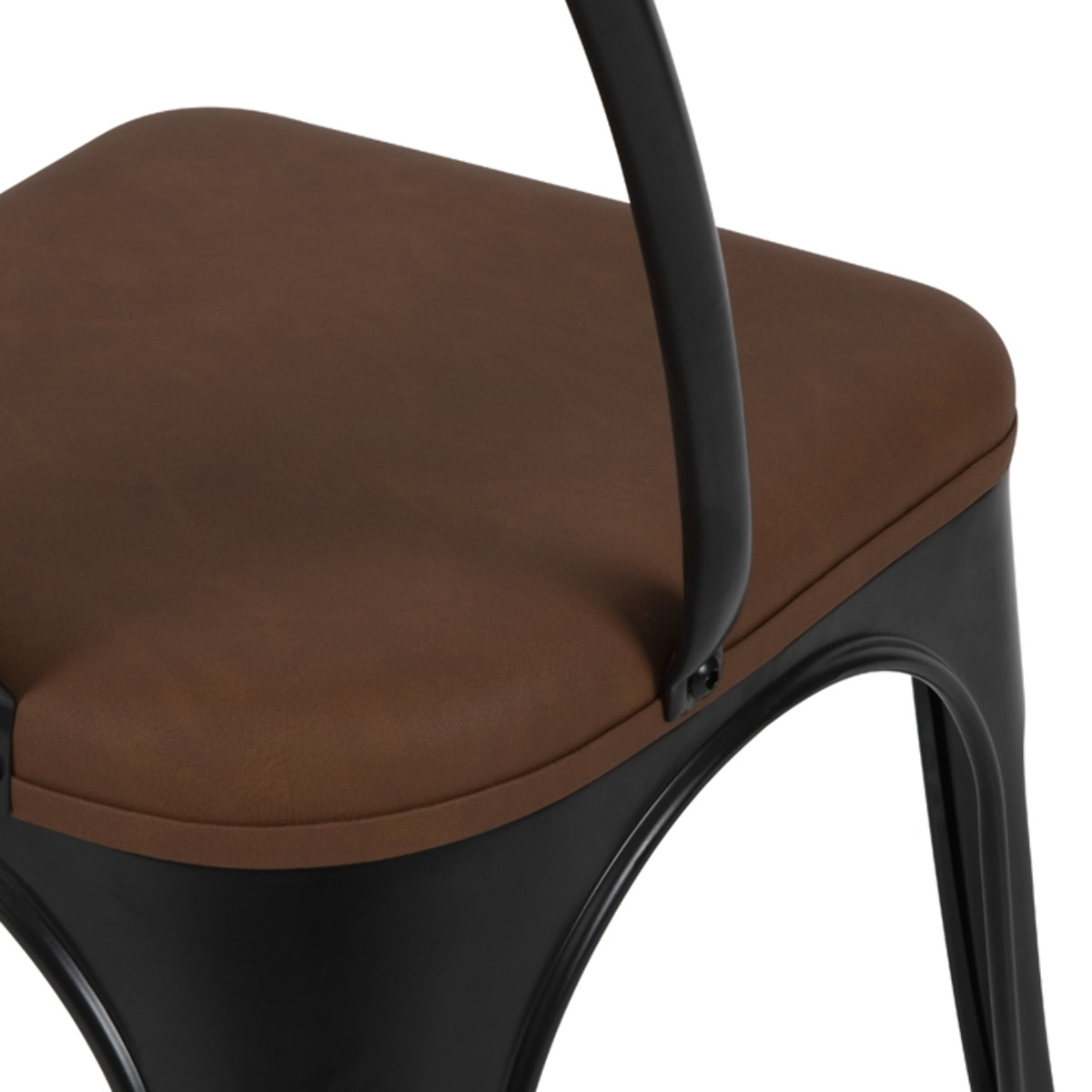 Lot de 2 chaises en métal noir et cuir synthétique marron - Charly