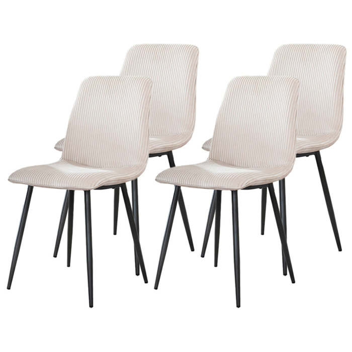 Iris - lot de 4 chaises - en velours côtelé et velours - Blanc