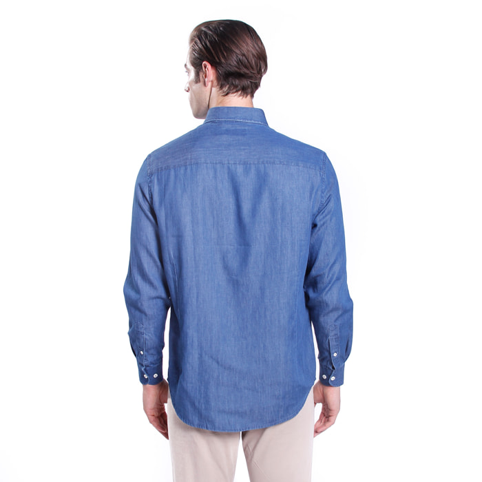 Camicia denim con ricamo logo