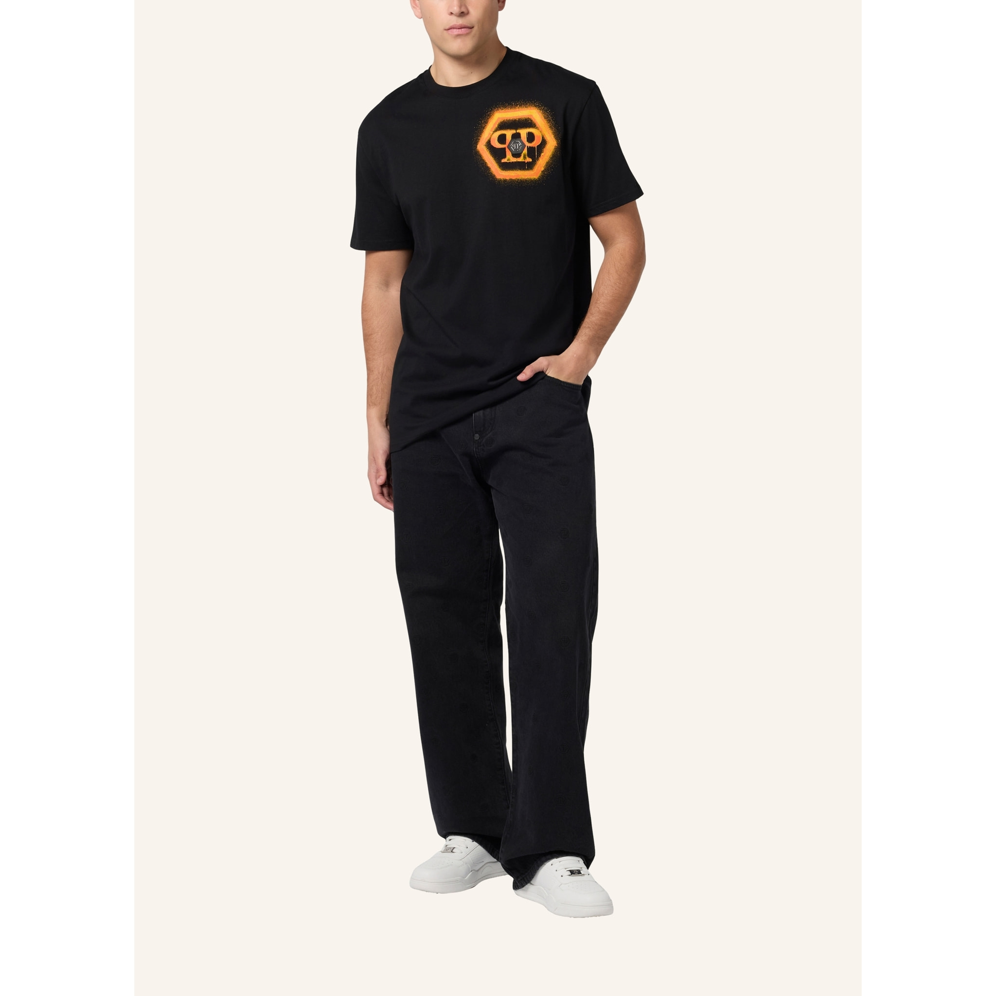 PHILIPP PLEIN Round Neck T-Shirt Spray Hexagon