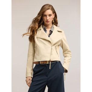 Motivi - Chaqueta de cuero con cremalleras colgantes - Blanco