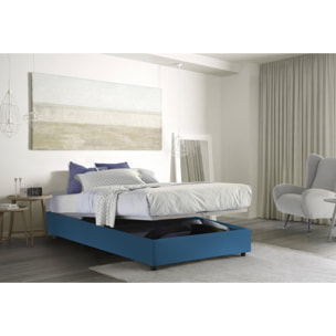 Letto piazza e mezza Arianna, Letto contenitore con rivestimento in tessuto, 100% Made in Italy, Apertura frontale, adatto per materasso Cm 120x200, Blu