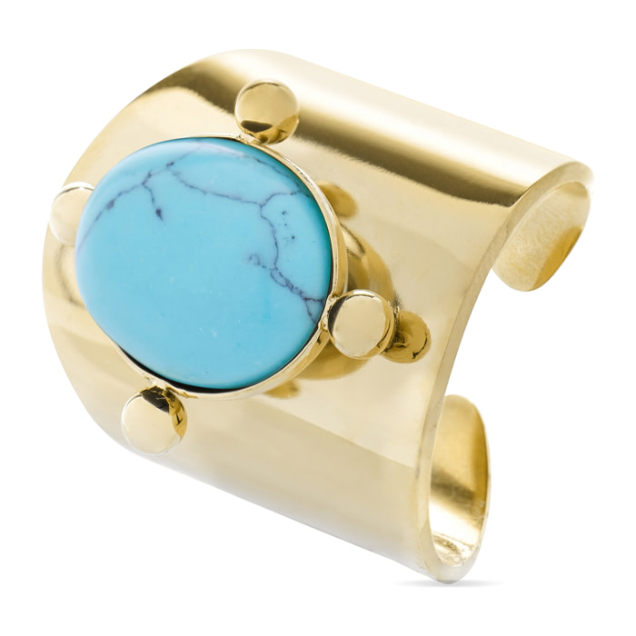 Anillo de Turquesa acabado en oro amarillo de 18K- Kumora
