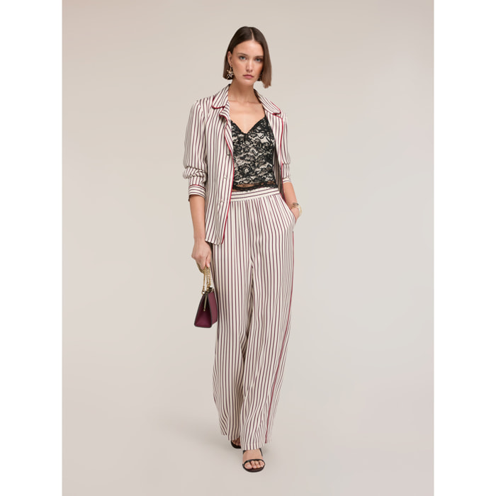 Motivi - Camisa de rayas en sarga de viscosa - Beige