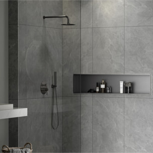 Aurum Niche de Douche à encastrer, Acier Inoxydable 304, 121x28x10cm, Gun Métal brossé PVD (SATAURN12128BGM)