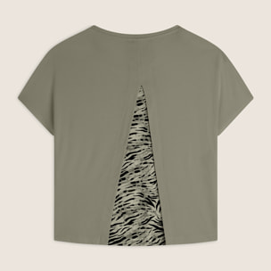 T-shirt maniche a kimono con stampa fantasia sul retro