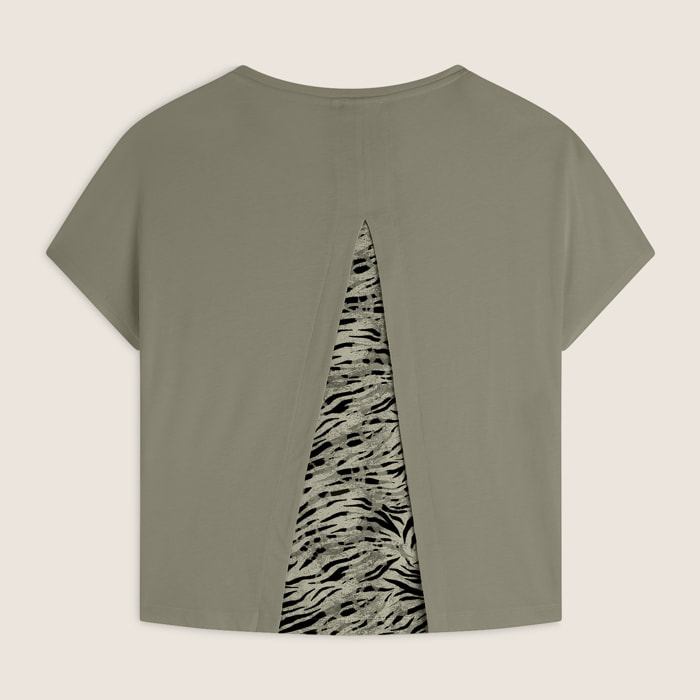 T-shirt maniche a kimono con stampa fantasia sul retro