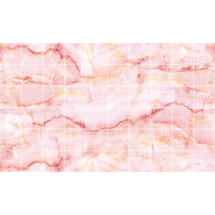 Stickers muraux - Sticker Mural Carrelage adhésif Cuisine Salle de Bain - 60 STICKERS CARRELAGES MARBRE ROSE DE LAS TERRENAS