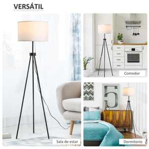 Lámpara de Pie Moderna Lámpara de Pie Salón con Pantalla Redonda Trípode y Casquillo E27 Lámpara para Dormitorio Sala de Estar Blanco y Negro