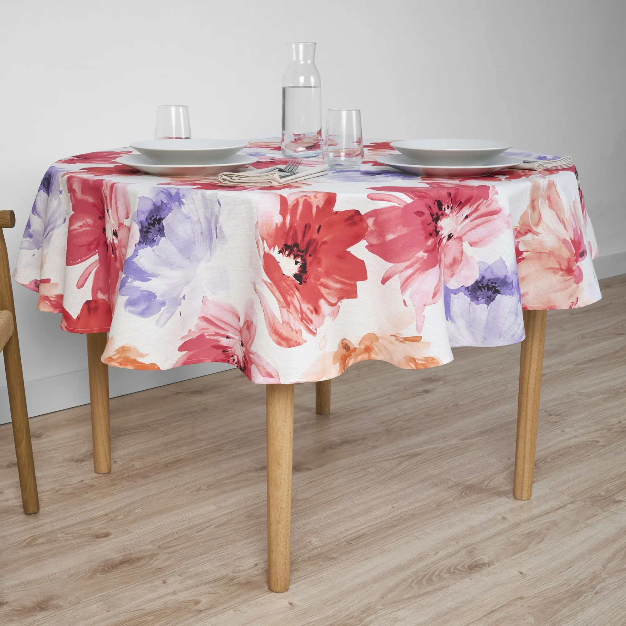 Nappe ronde anti-taches Big Flowers 7 Fucsia