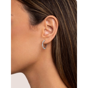 Pendientes Aro Estellar White Plata