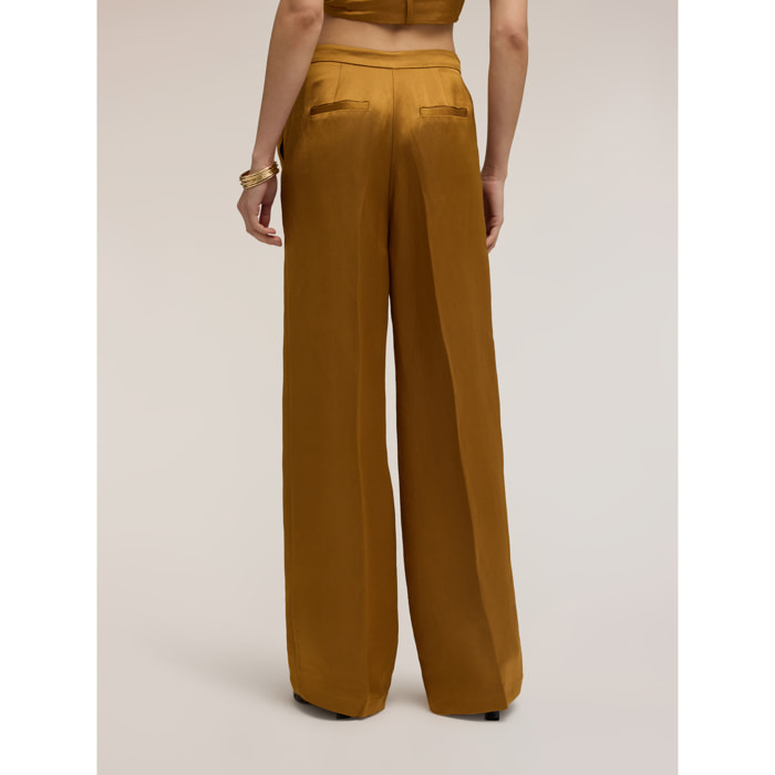Motivi - Pantalones palazzo de mezcla de lino - Amarillo