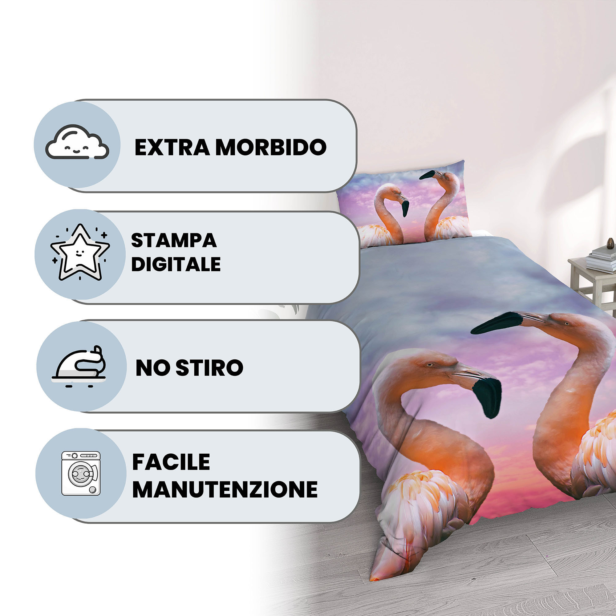 PARURE COPRIPIUMINO GOODNIGHT SINGOLO - STAMPA DIGITALE 100% Microfibra