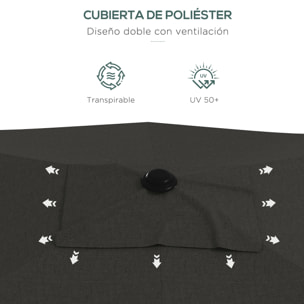 Outsunny Sombrilla de Jardín 300x200x248 cm Parasol de Terraza con 6 Varillas Apertura Manual Anti-UV y Ángulo Ajustable para Jardín Piscina Gris Oscuro