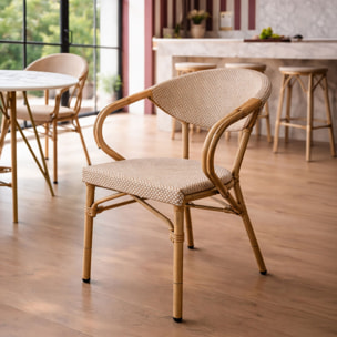 Lot de 2 fauteuils de table en aluminium et effet rotin beige AMALFI