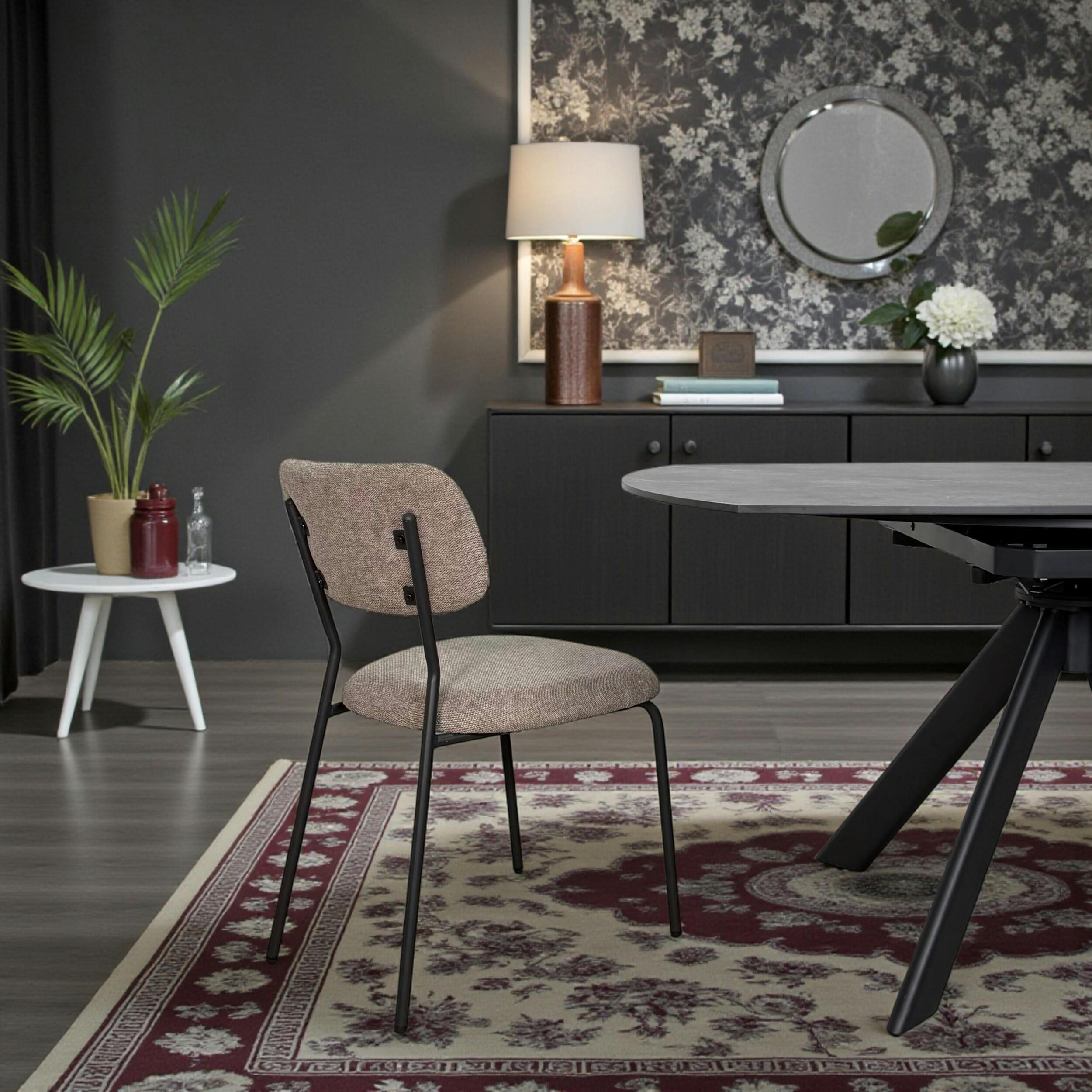 Chaise tissu brun taupe style écolier (lot de 2) MALANG