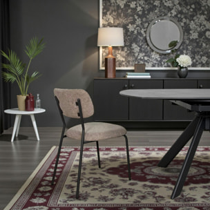 Chaise tissu brun taupe style écolier (lot de 2) MALANG